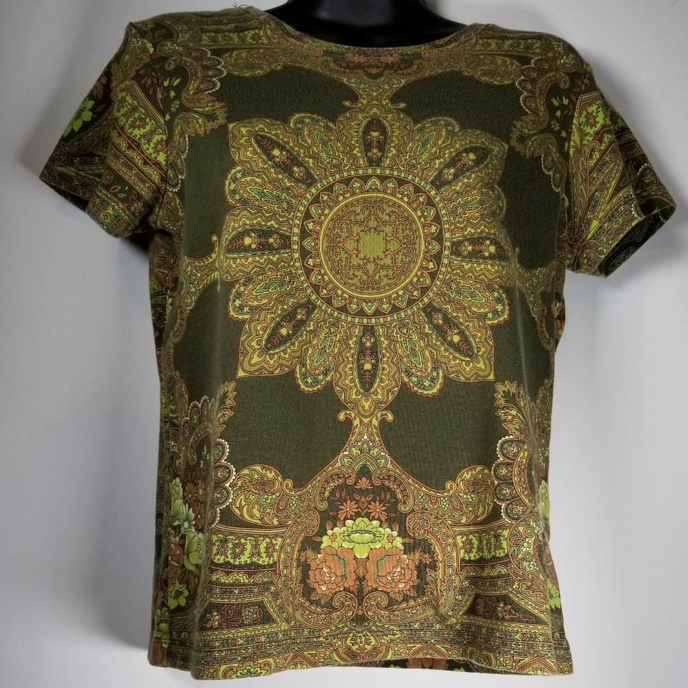 Paisley Print Cotton Top, Size S